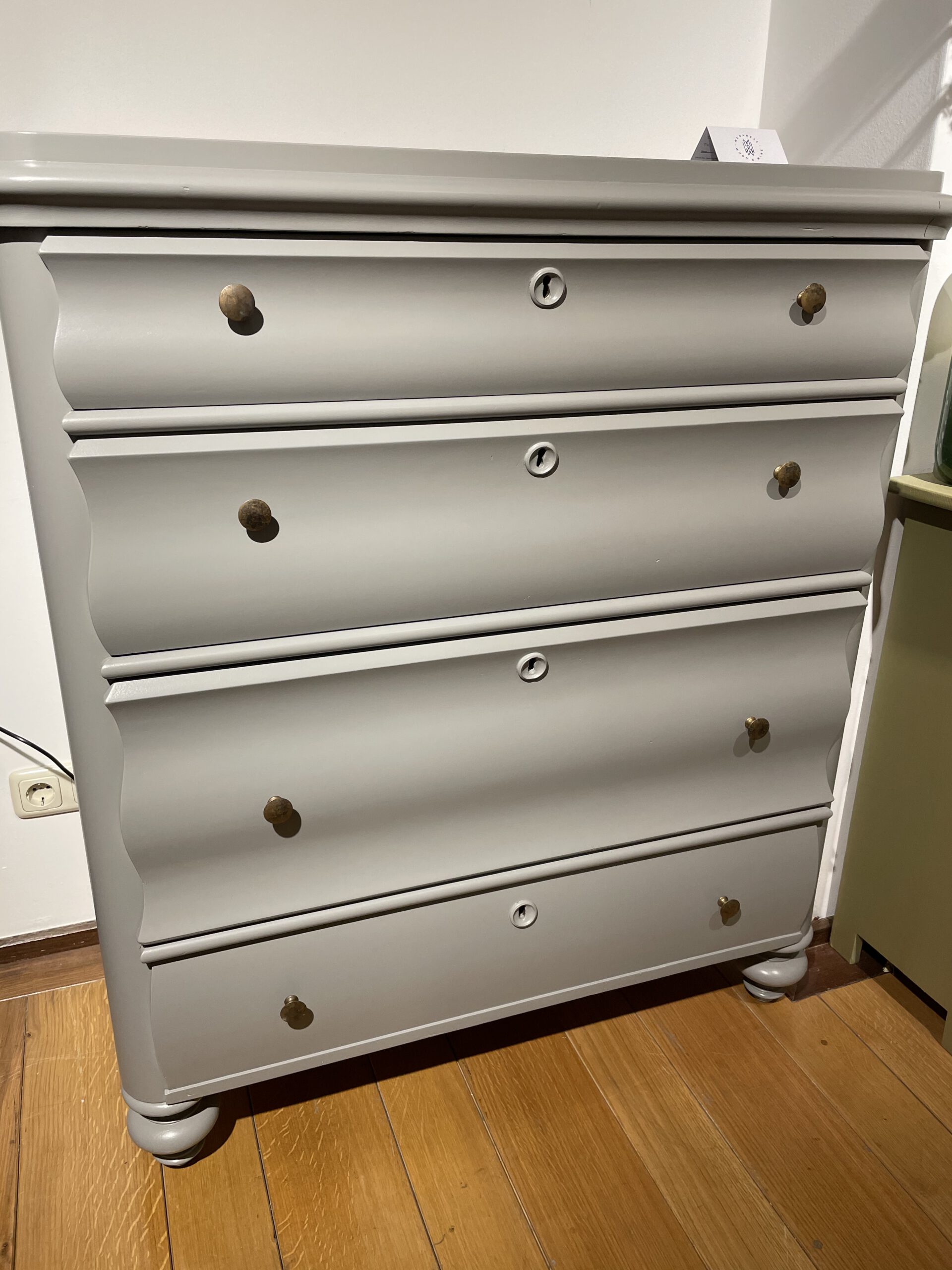 Spät Biedermeier Kommode Lichtgrau