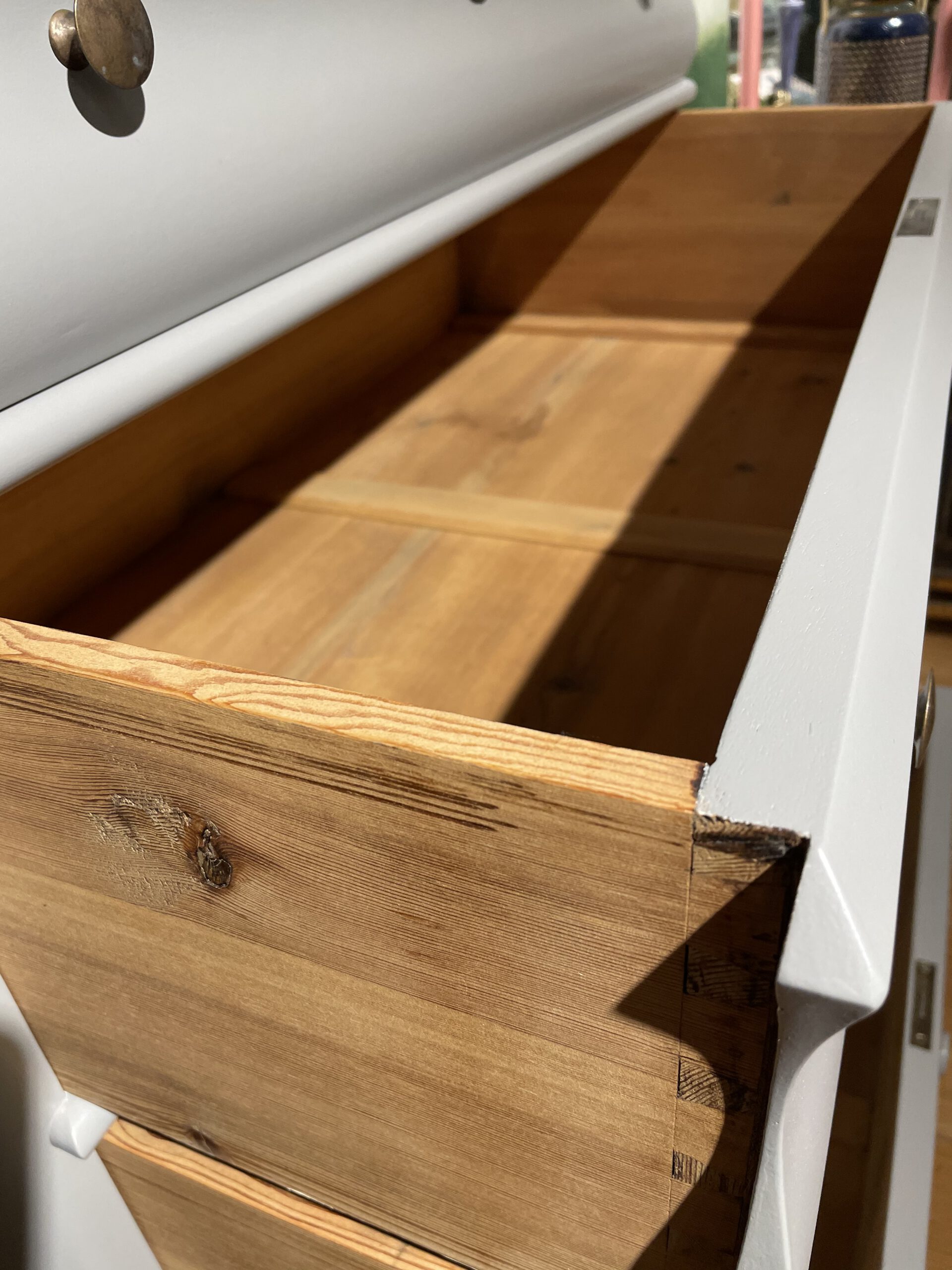 Spät Biedermeier Kommode Lichtgrau